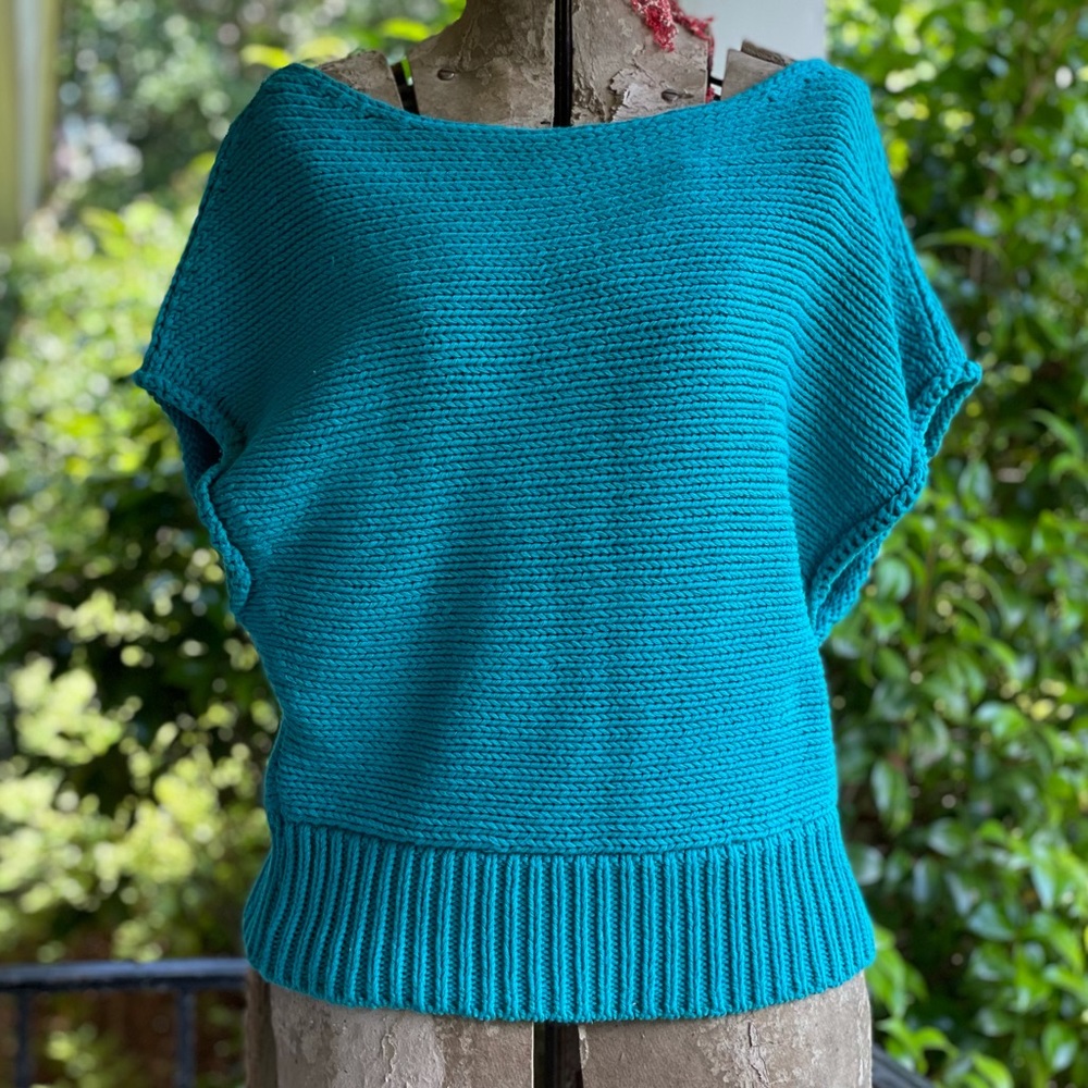 Moth Anthropologie Short Sleeved Teal Sweater
